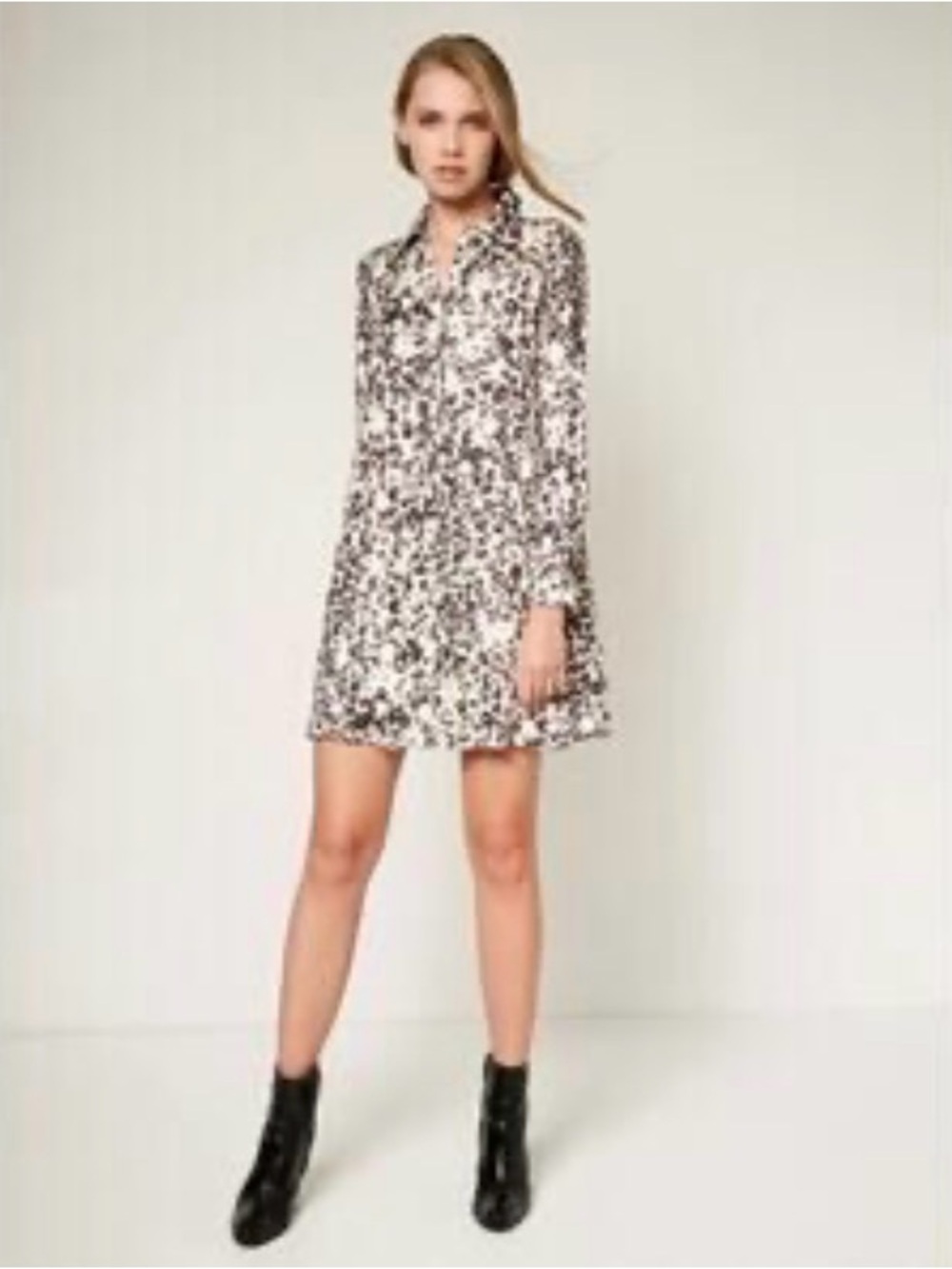 NWT Three Eighty Two Ashton Leopard Button Down Shirt Dress Tunic XSmall XS [CH]